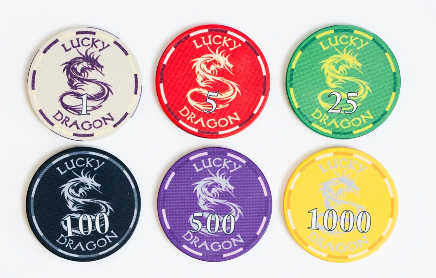 1000 Lucky Dragon Poker Chips with Acrylic Carrier