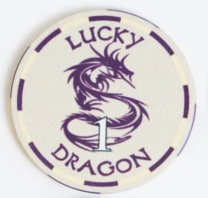 White Lucky Dragon Poker Chips - $1