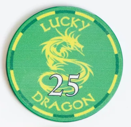 Green Lucky Dragon Poker Chips - $25