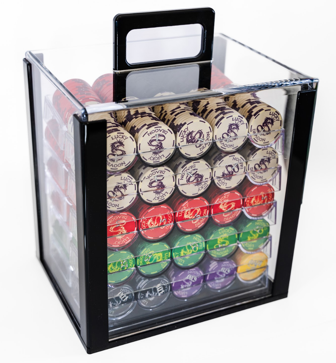 1000 Lucky Dragon Poker Chips with Acrylic Carrier
