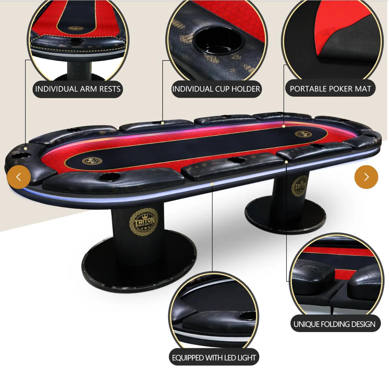 Triton 10 Player Signature Poker Table with LED