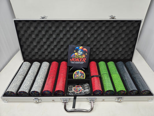 500 Tilted Joker Ceramic Poker Chip CASH Set ($1-$100)