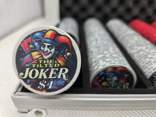 500 Tilted Joker Ceramic Poker Chip CASH Set ($1-$100)