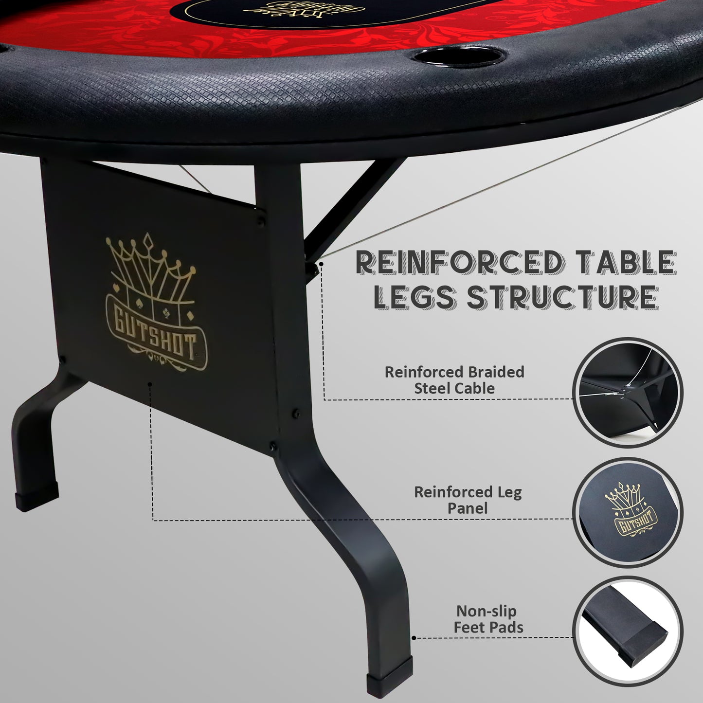 Gutshot 10 Player Foldable Poker Table