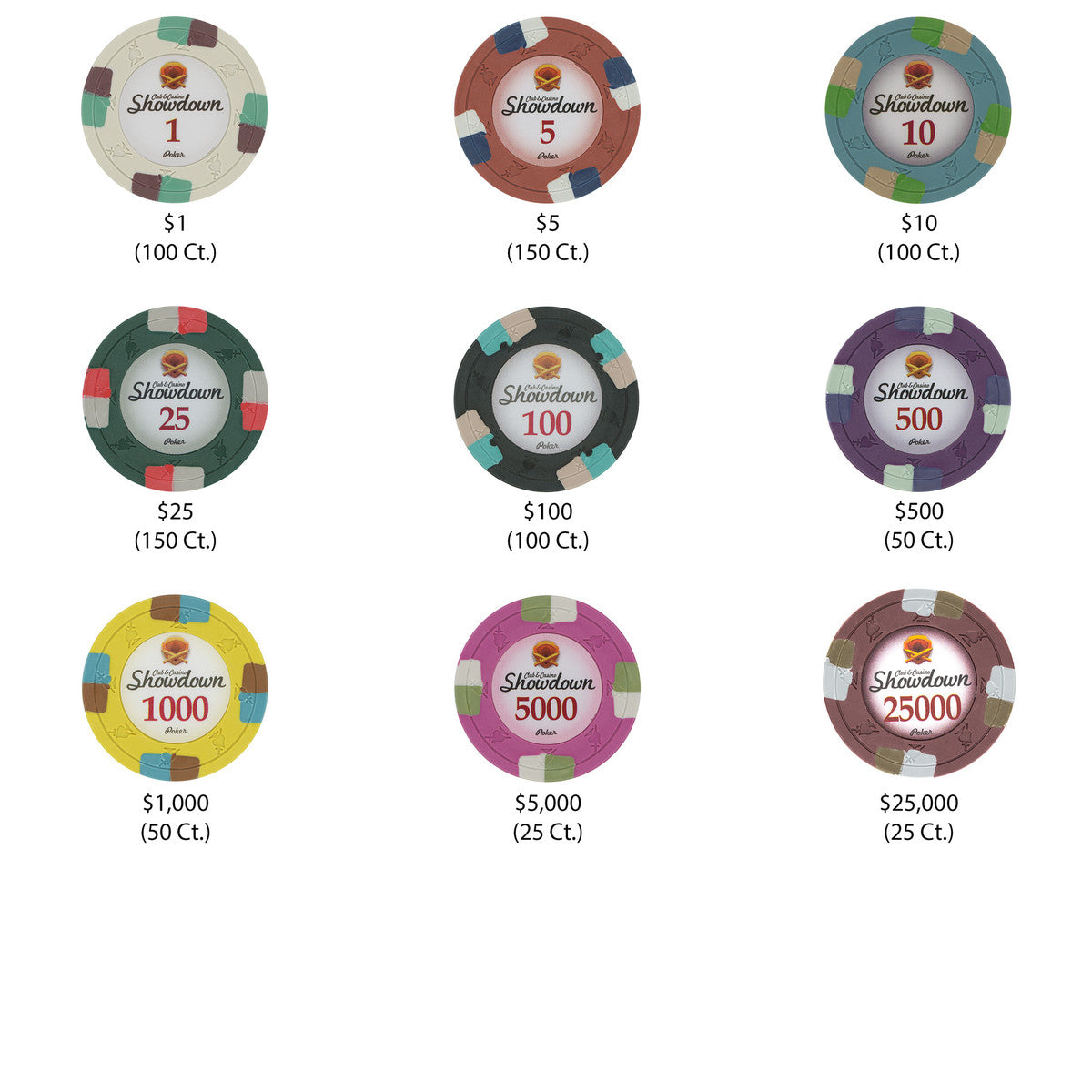 1000 Showdown Poker Chips with Acrylic Carrier
