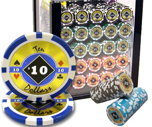 1000 Black Diamond Poker Chips with Acrylic Carrier