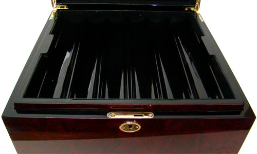 750 Piece Mahogany Wooden Poker Chip Case