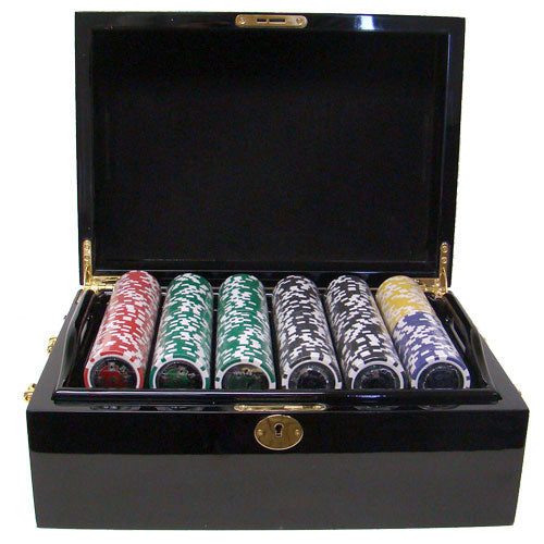 500 Ace Casino Poker Chips with Mahogany Case