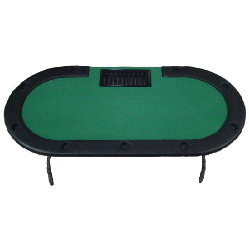 Green Felt Poker Table with Cup Holders and Dealer Tray