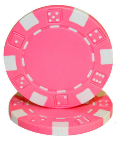 Pink Striped Dice Custom Hot Stamp Poker Chips