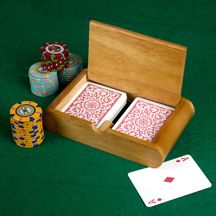 Two Deck Wooden Card Box