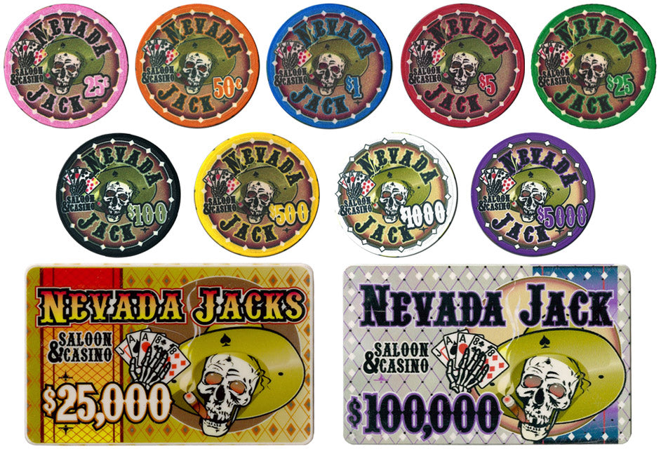 300 Nevada Jack Poker Chips with Wooden Carousel