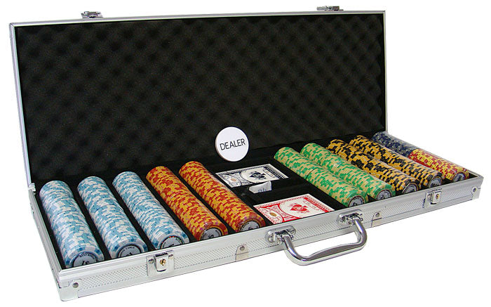 500 Monte Carlo Poker Chips with Aluminum Case