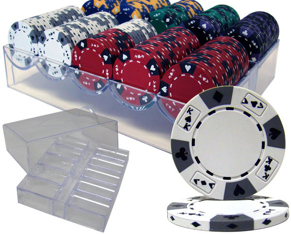 200 Ace King Suited Poker Chips with Acrylic Tray