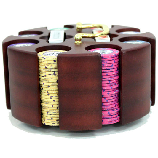 200 Scroll Poker Chips with Wooden Carousel