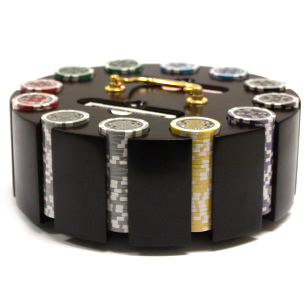 300 Ace Casino Poker Chips with Wooden Carousel