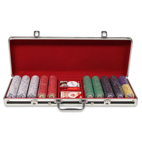500 Scroll Poker Chips with Black Aluminum Case