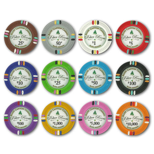 500 Bluff Canyon Poker Chips with Claysmith Aluminum Case