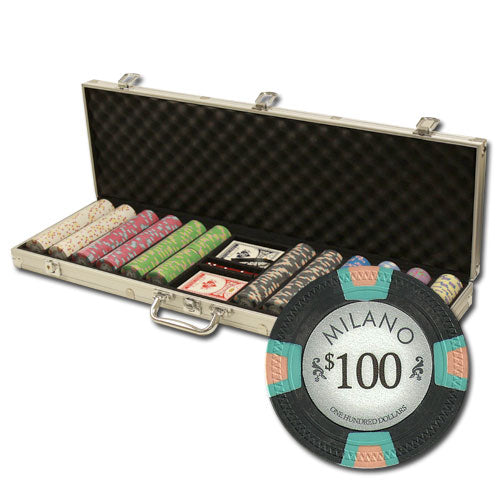 600 Milano Poker Chips with Aluminum Case