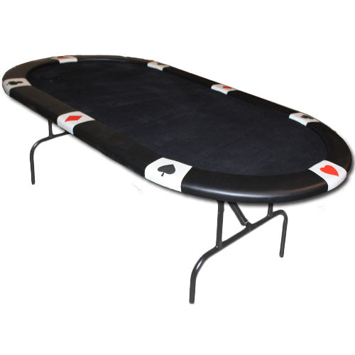 Black Felt Poker Table with Card Suit Rail