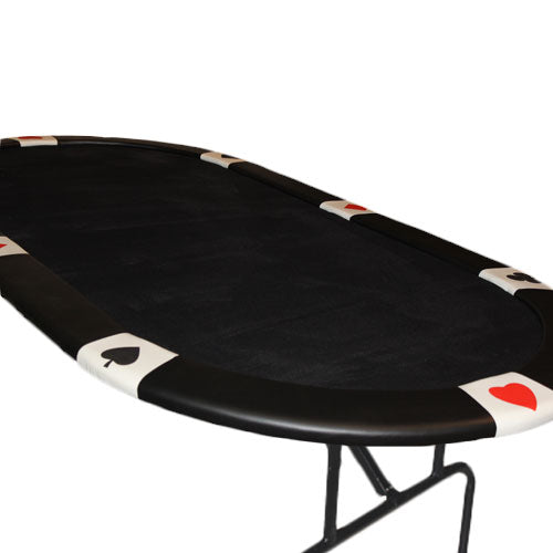 Black Felt Poker Table with Card Suit Rail