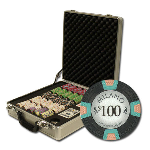500 Milano Poker Chips with Claysmith Aluminum Case chipcave
