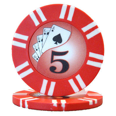 Red Two Stripe Twist Poker Chips - $5