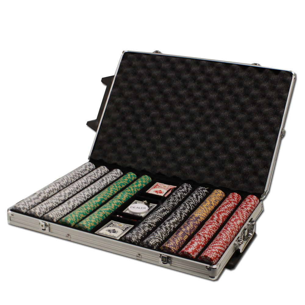 1000 Two Stripe Twist Poker Chips with Rolling Aluminum Case