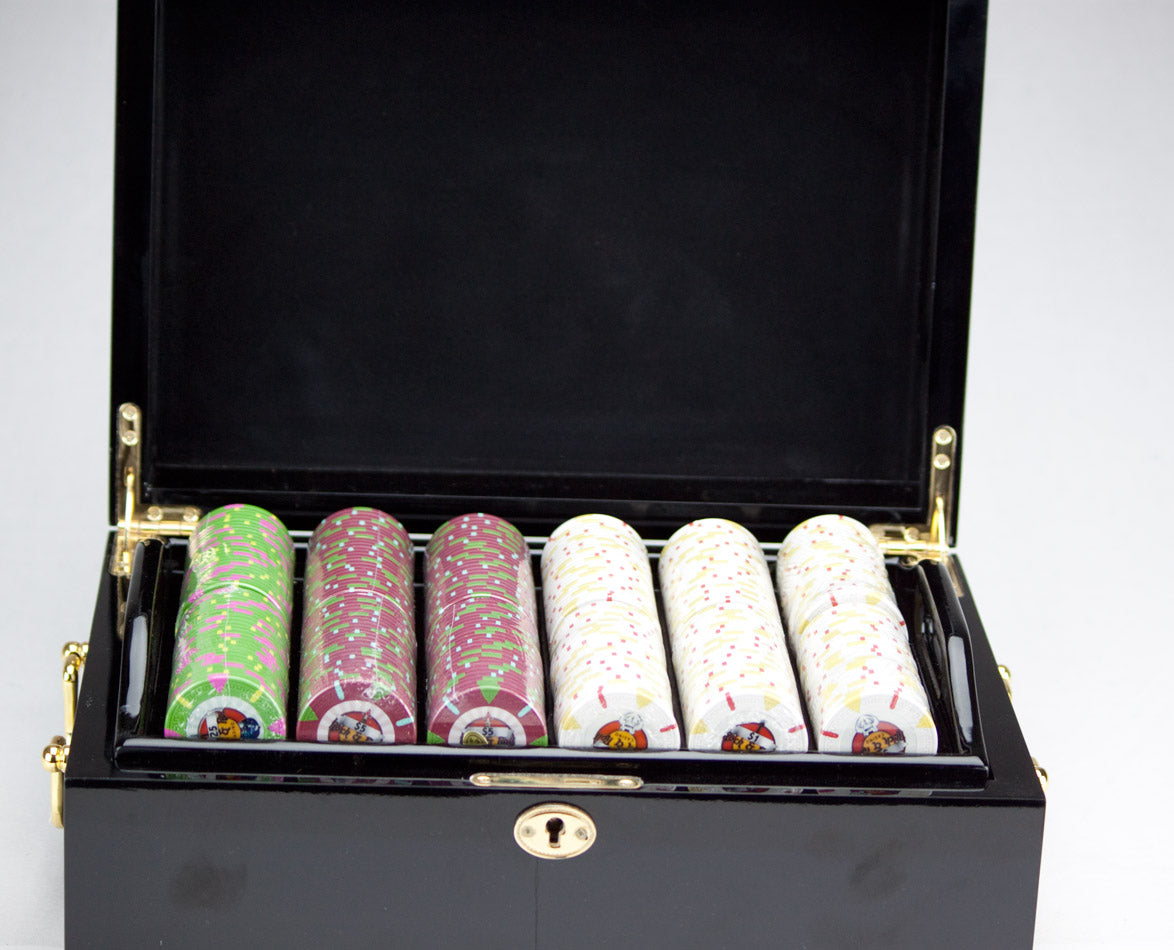 500 Rock & Roll Poker Chips with Mahogany Case