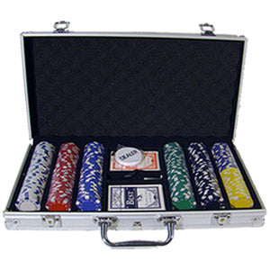 300 Striped Dice Poker Chips with Aluminum Case
