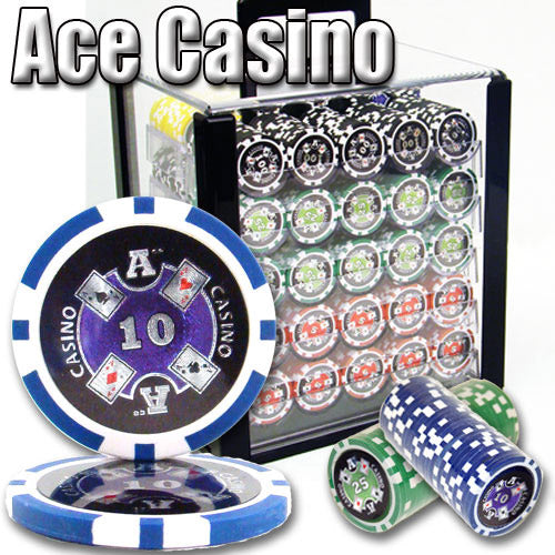 1000 Ace Casino Poker Chips with Acrylic Carrier