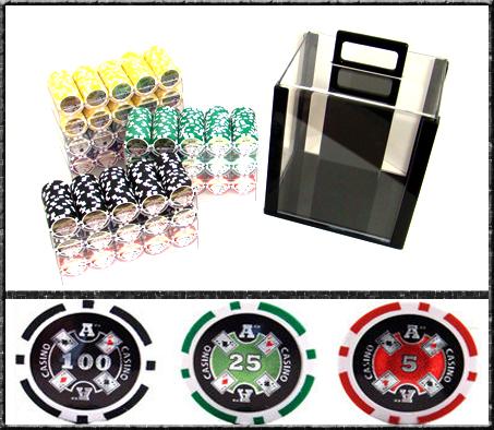 1000 Ace Casino Poker Chips with Acrylic Carrier