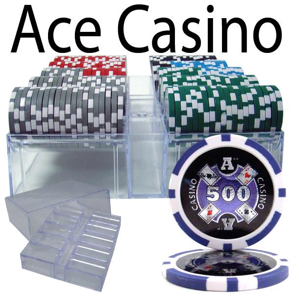 200 Ace Casino Poker Chips with Acrylic Tray