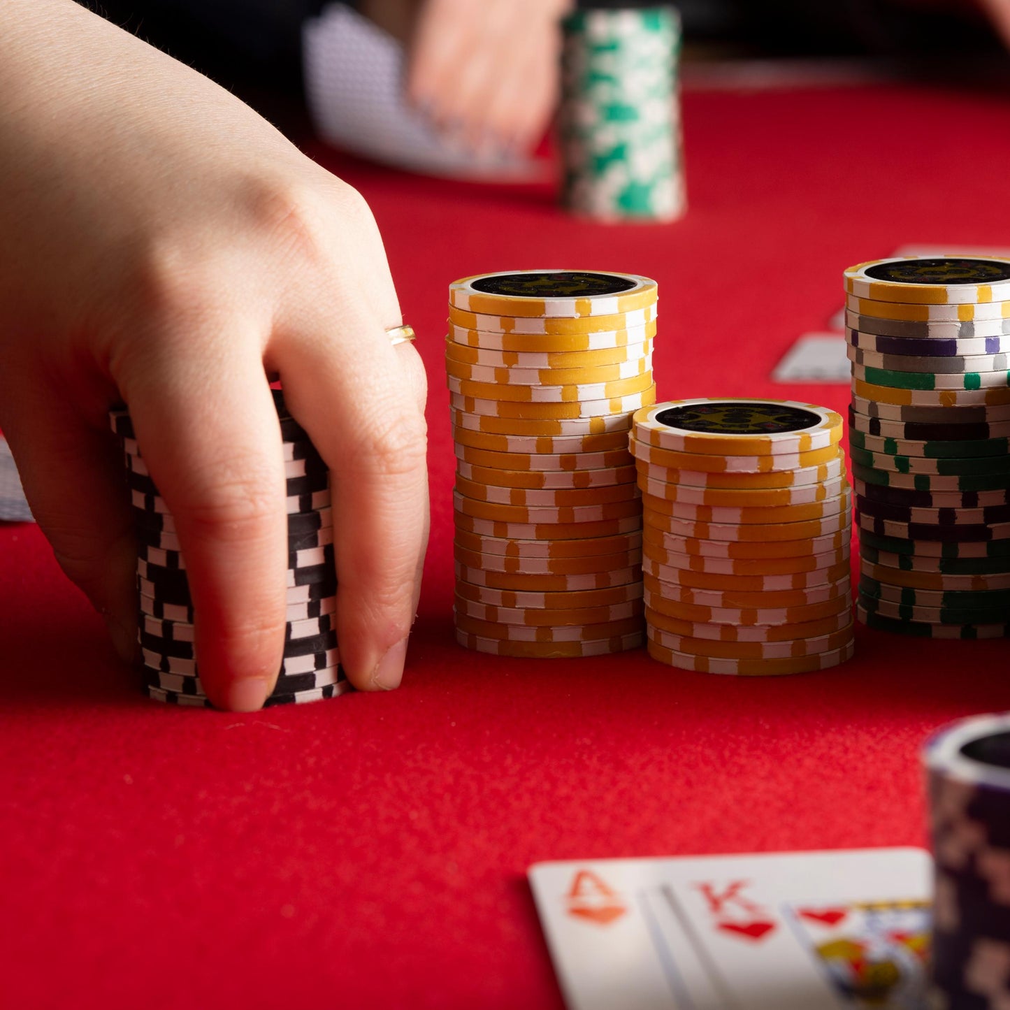 300 Ace Casino Poker Chips with Wooden Carousel
