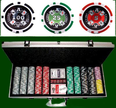 500 Ace Casino Poker Chips with Aluminum Case