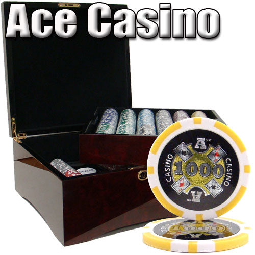 750 Ace Casino Poker Chips with Mahogany Case