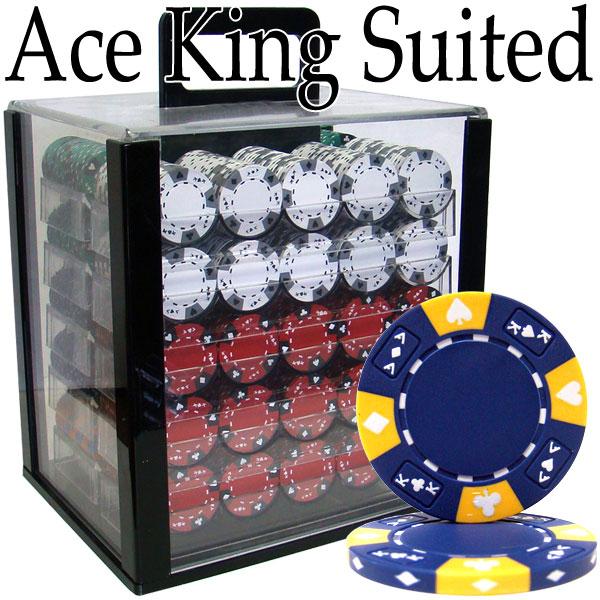 1000 Ace King Suited Poker Chips with Acrylic Carrier