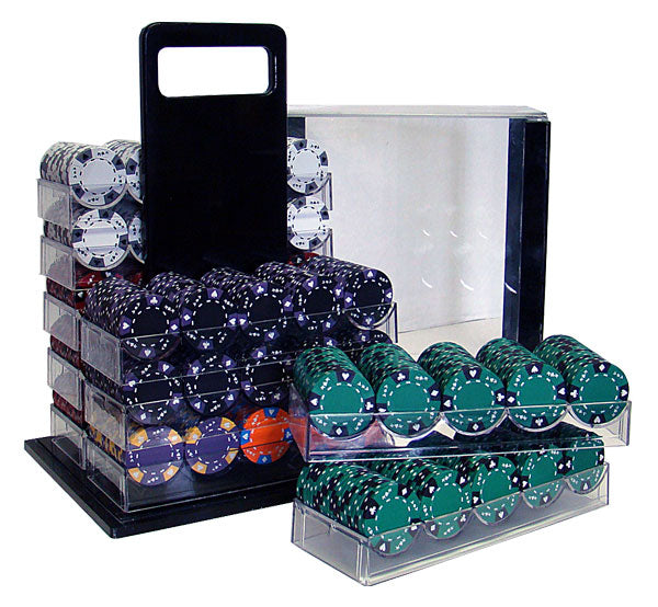 1000 Ace King Suited Poker Chips with Acrylic Carrier