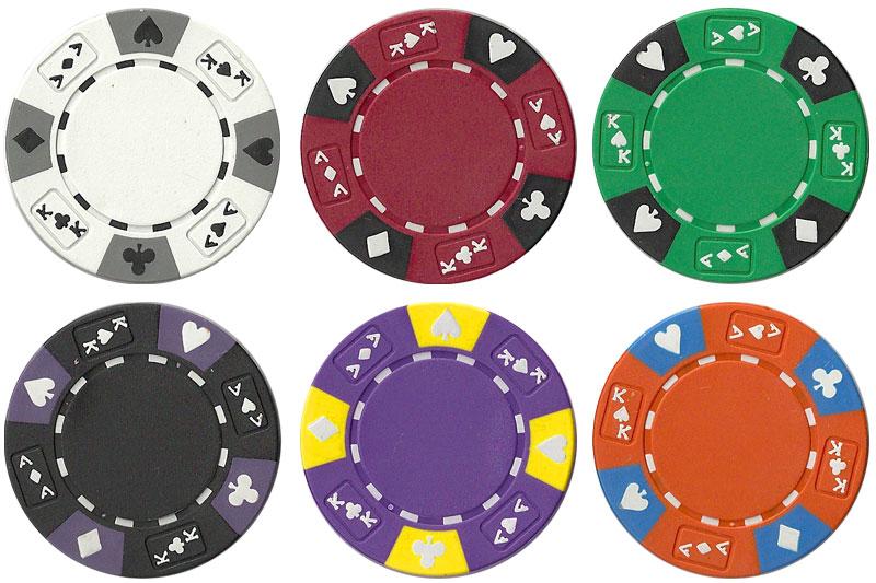 1000 Ace King Suited Poker Chips with Rolling Aluminum Case