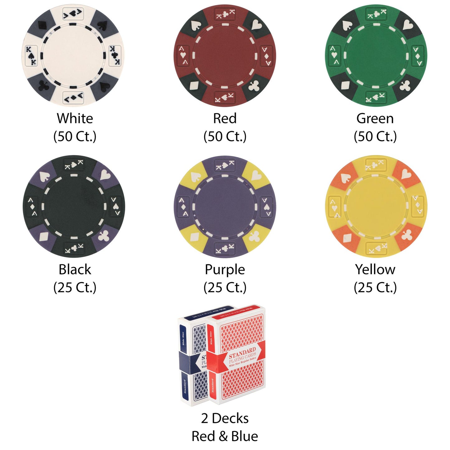 200 Ace King Suited Poker Chips with Wooden Carousel