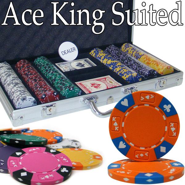 300 Ace King Suited Poker Chips with Aluminum Case