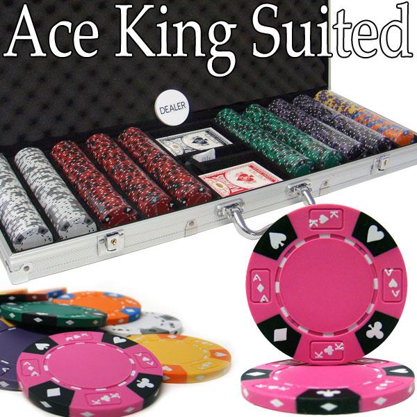 500 Ace King Suited Poker Chips with Aluminum Case