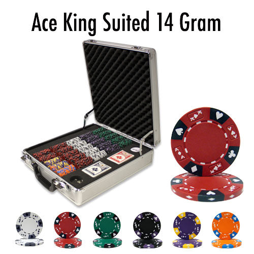 500 Ace King Suited Poker Chips with Claysmith Aluminum Case
