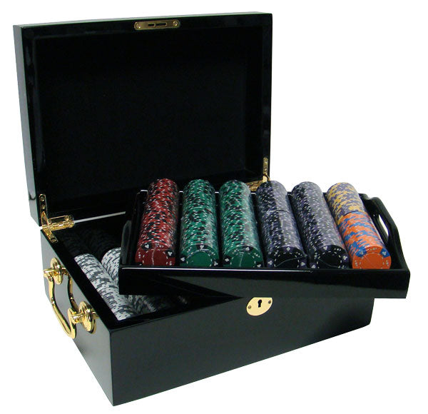 500 Ace King Suited Poker Chips with Mahogany Case