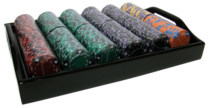 500 Ace King Suited Poker Chips with Mahogany Case