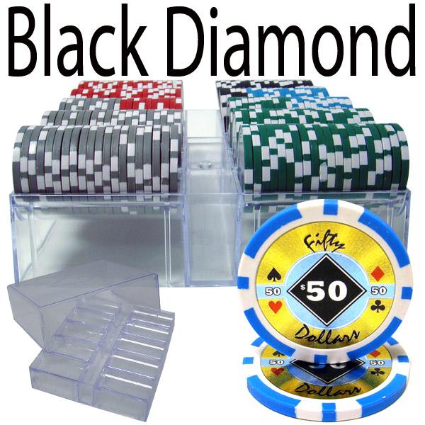 200 Black Diamond Poker Chips with Acrylic Tray
