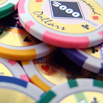 200 Black Diamond Poker Chips with Wooden Carousel