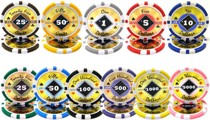 200 Black Diamond Poker Chips with Wooden Carousel