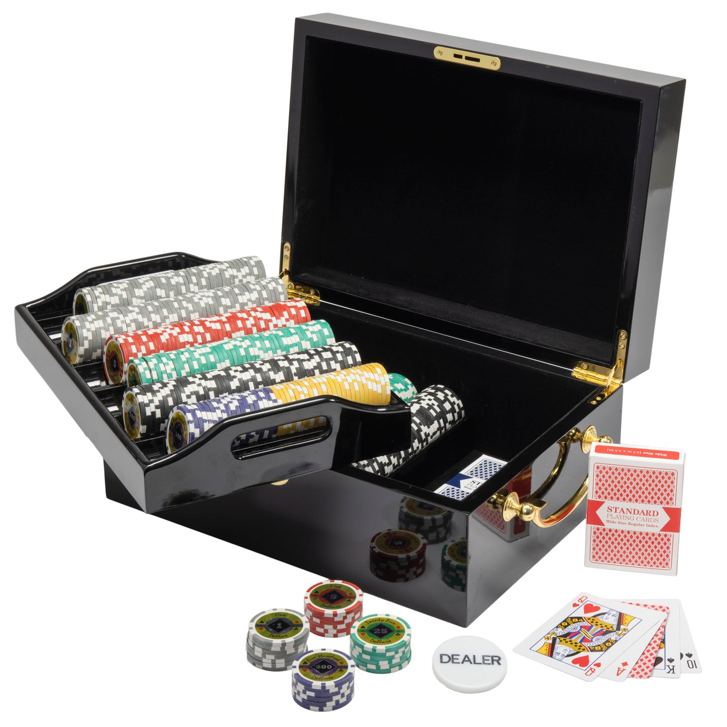 500 Black Diamond Poker Chips with Mahogany Case