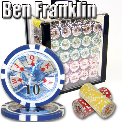 1000 Ben Franklin Poker Chips with Acrylic Carrier